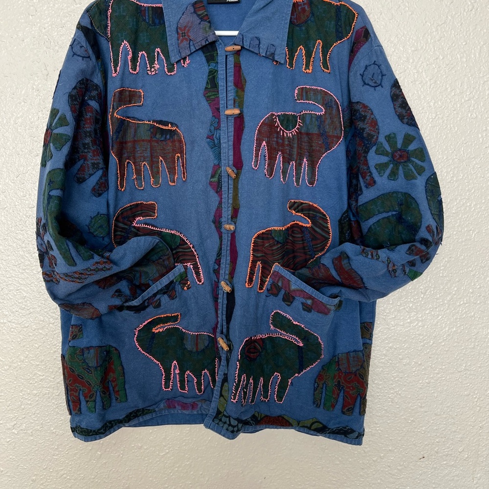 Artisan Blue Elephant Embroidered Women's Jacket